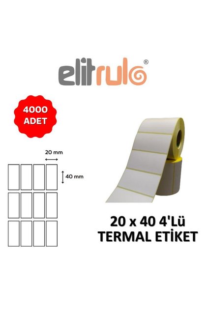Elitrulo Barkod Etiketi 20x40 4 Lü Termal - 4000 Adet
