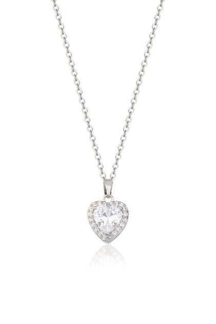 Adjustable Steel Necklace with Heart Model Zircon Stone