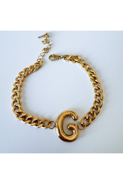G letter bracelet with steel grenade