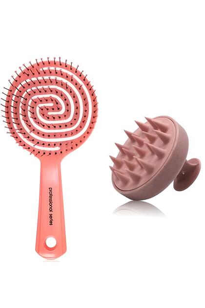 Hair Care Brush 3-Dimensional Comb + Hair Washing Comb Set of 2 3-Dimensional + Washing Comb