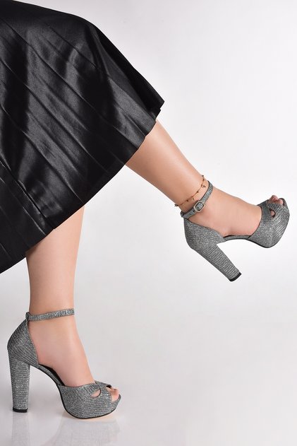 Beatriz Platinum Glitter Platform Evening Dress Shoes