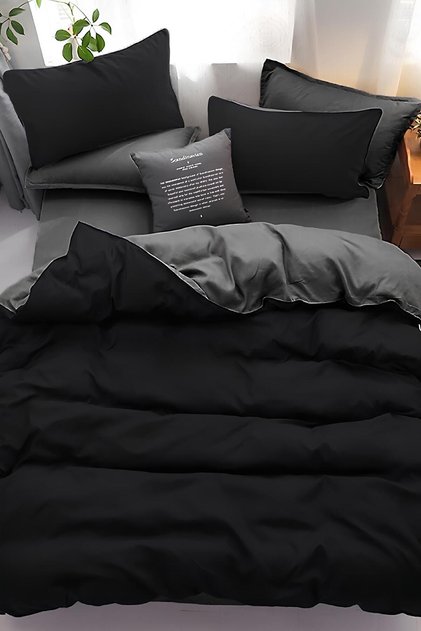 DOUBLE PERSONAL Duvet Cover Set DARK SERIES DOUBLE SIDED BLACK GRAY