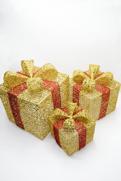 Christmas Pine Tree Gift Package Large Size Gold 26*26*26 Cm