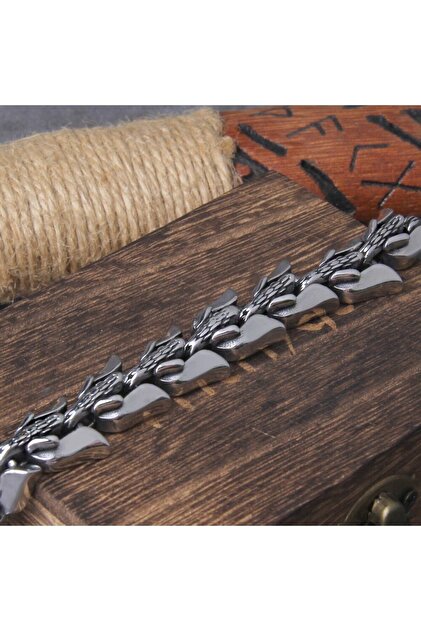 Viking Ejder Tasarım Ouroboros Vintage Gotik 316l Çelik Erkek