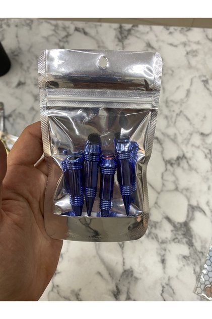 Oto Araba Sibop Kapağı Seti Metal Görünümlü Sivri 4'lü Set Mavi