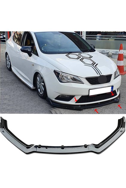Seat ibiza Mk4 Ön Lip Parlak Siyah 3 Prç Kulaklı Kırılmaya Dayanıklı ABS 2009 - 2016