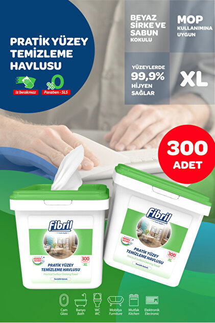 Fibril Mega Kova Yüzey Temizlik Havlusu Çam Kokulu (300 YAPRAK