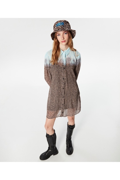 Kleid mit Animal-Print und Farbverlauf