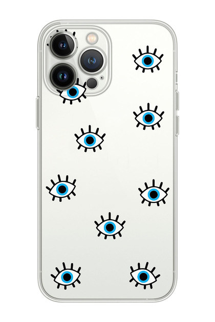 Premium Transparent Phone Case with Evil Eye Design Compatible with iPhone 14 Pro Max