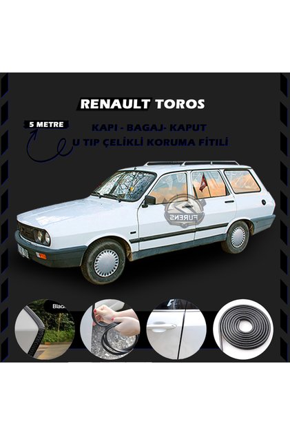 Renault Toros Oto Araç Kapı Koruma Fitili 5metre Parlak Siyah Renk