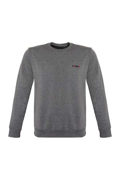 Men's Anthracite Crew Neck Embroidered Sweat