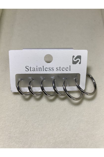 316l Steel 6-Piece 3 Size Small Hoop Earrings