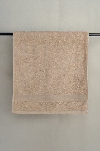 Bamboo Crystal Border Beige 50x90 Bath Towel