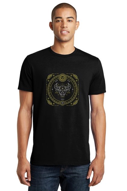 Zodiac Sign Taurus Taurus Printed Black Men's Knitted T-Shirt