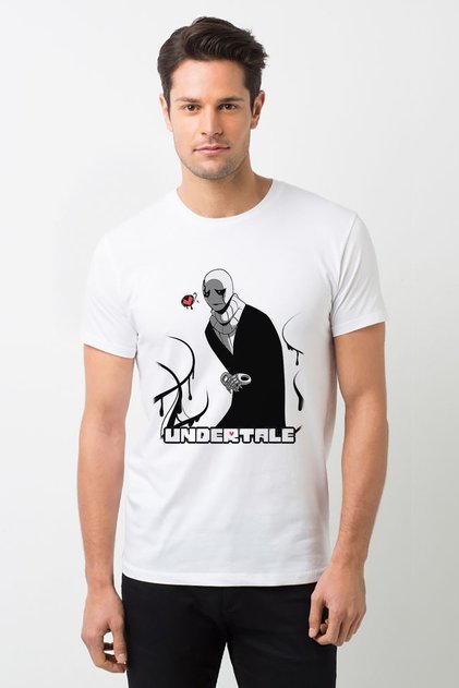 Undertale Skull Sans Os Printed White Men's Knitted Tshirt