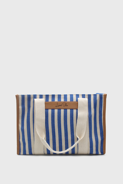 Women's Striped Linen Tote Bag