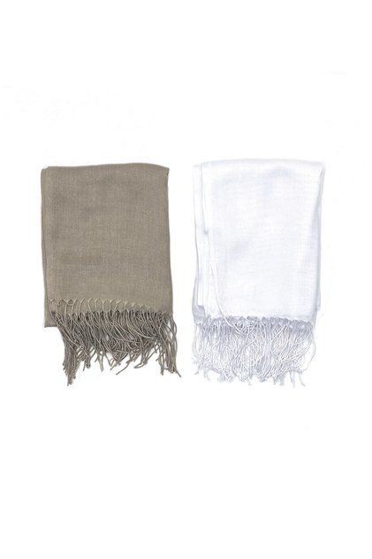 Set 2 șal pashmina bumbac viscoză 180x70 cm cu ciucuri de înaltă calitate 150 gr