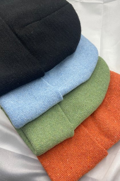 Unisex Katlamalı Basic Yerli Üretim 4'lü Renkli Bere