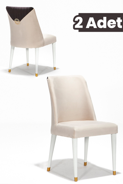 Gold Bella 2 Adet Yemek-Mutfak-Salon Sandalyesi / Krem