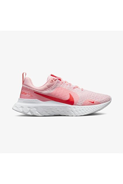 nike running free run flyknit trainers in grey and pink