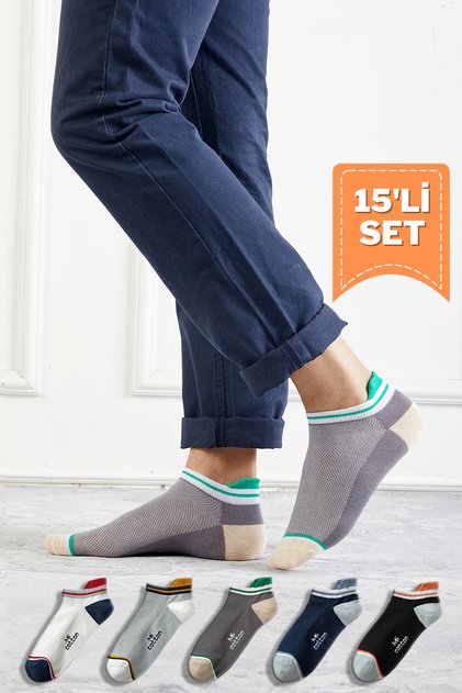15-Piece Cotton Men's Socks Set, Flexible and Durable, Suitable for Sports and Daily Use