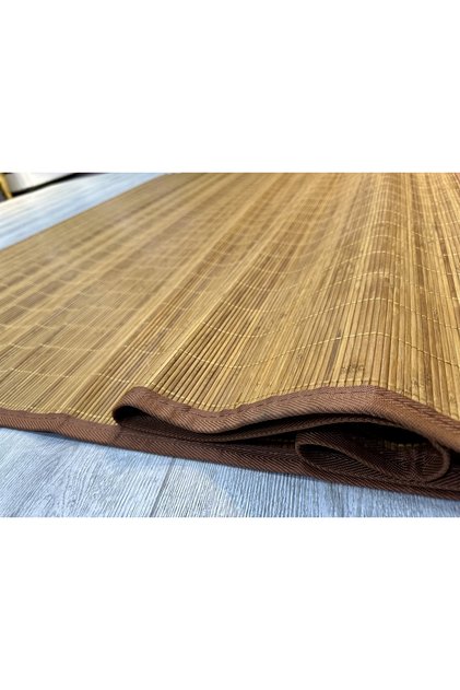 Bambu Halı -kilim Kahve Rengi | Çizgi /170 X 230 Cm / Iç Ve Dış Mekanlara Uygun