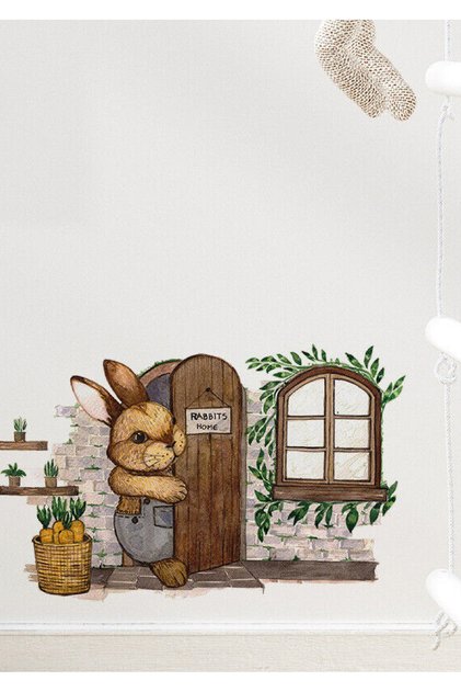 Mini Tavşan Evi Çocuk Odası Duvar Stıckeri