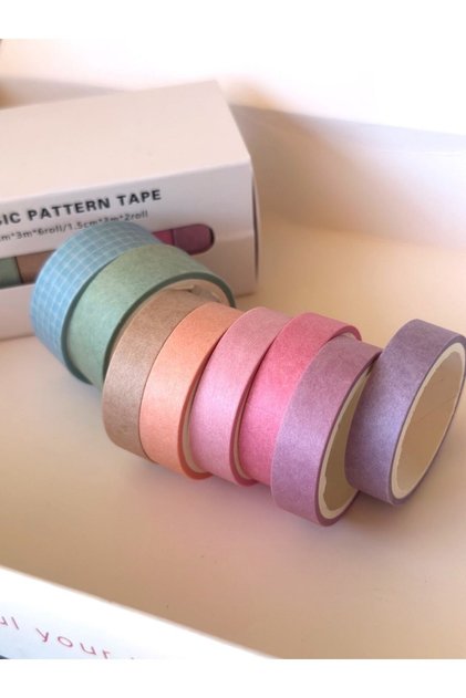 8'li Washi Dekoratif Kağıt Bant - Rainbow