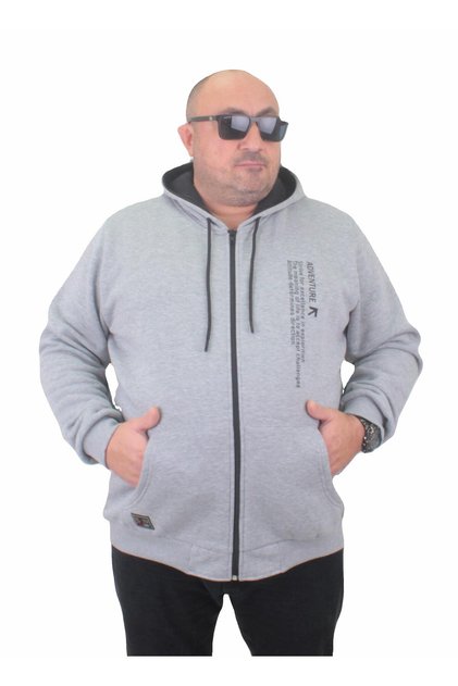 Zippered Hoodie Large Size Sweat Adventure 23220 GRAY MELANGE