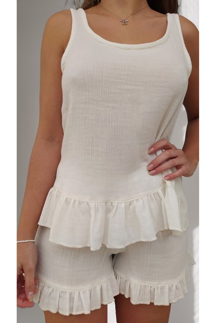 Organic Cotton Muslin Strappy Shorts Set