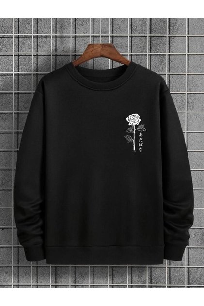 Sıfıryaka Black Sweatshirt Rose Printed