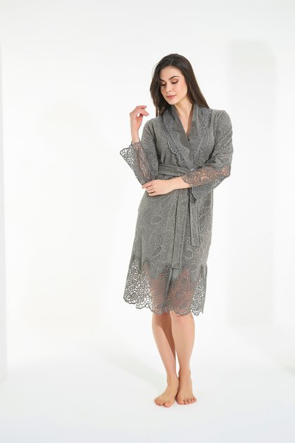 Jacquard Lace Bamboo Cotton Dressing Gown