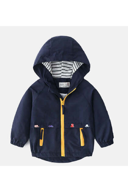 Hooded Children's Trench Coat Seasonal Coats, For Boys And Girls (110 CM-4 YEARS / BLUE)