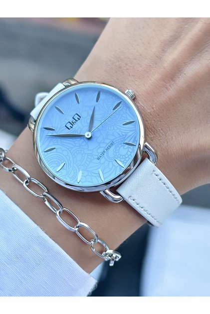 QQ Women's Wristwatch Leather Cord Waterproof + Gift Bracelet