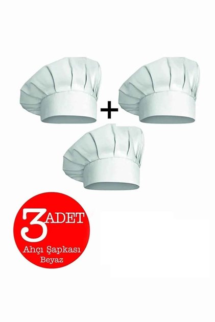 3-Piece White Adjustable Chef Hat - Chef Cap