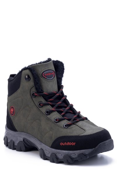 Khaki Unisex Outdoor Boots Shoes Winter Durable Non-Slip Sole Lace-Up 4054u