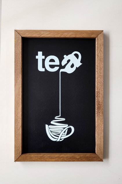 "Tea" Decorative Uv Printed Wooden Framed Painting