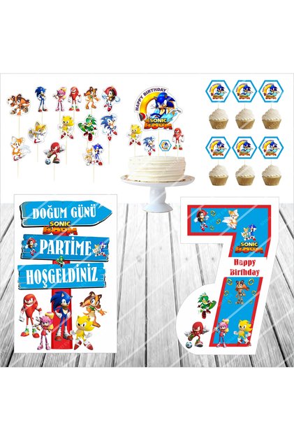Sonic Boom Birthday Table Board / Cake Decoration Set 7 Years Old