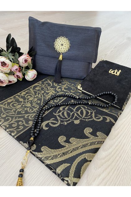 4’lü Şantuk Çantalı Hediyelik Çeyizlik Yasin Tesbih Seccade Seti