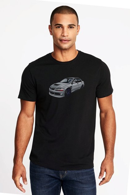 Mitsubishi Evolution VIII Mr Printed Black Men's Knitted Tshirt T-shirt T-Shirt T Shirt