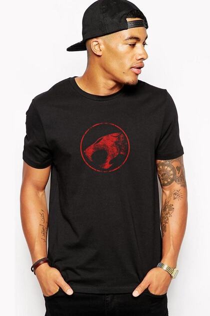 Thundercats Logo Printed Black Men's Knitted Tshirt T-shirt T-Shirt T Shirt