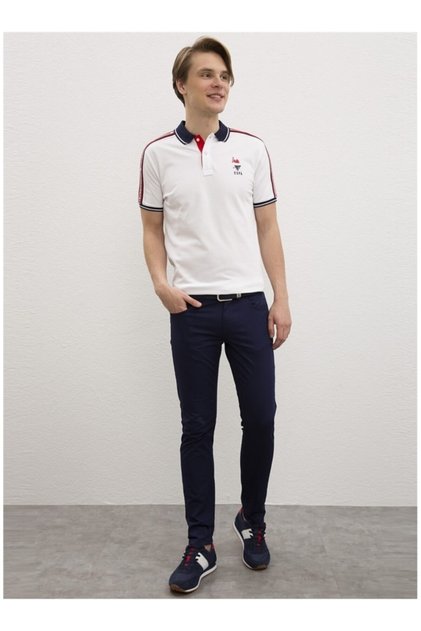 Pantaloni slim pentru bărbați, albastru bleumarin