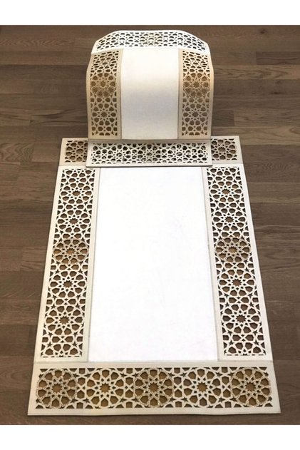 Defne Ekru Kadife, Kaymaz Taban, Yıkanabilir, Dekoratif Banyo Paspas 40x60-60x100 2li