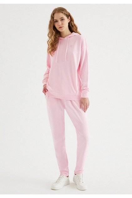 Women's Pink Oversize Fit Hooded Sweatshirt