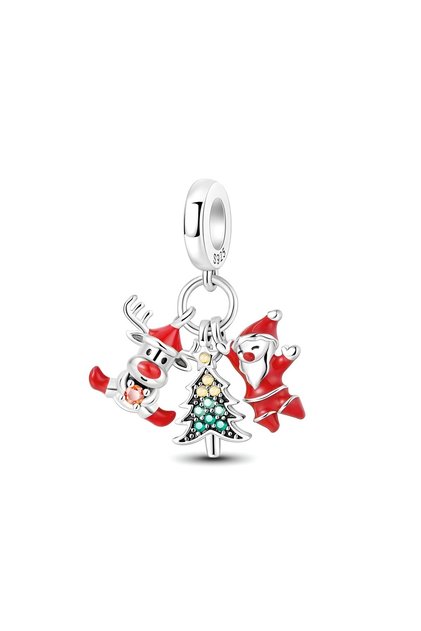 Noel Baba ve Geyik Yılbaşı Gümüş Charm 925 ayar