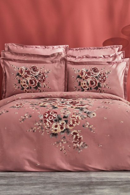 Estila Cotton Double Satin Duvet Cover Set, Dusty Rose