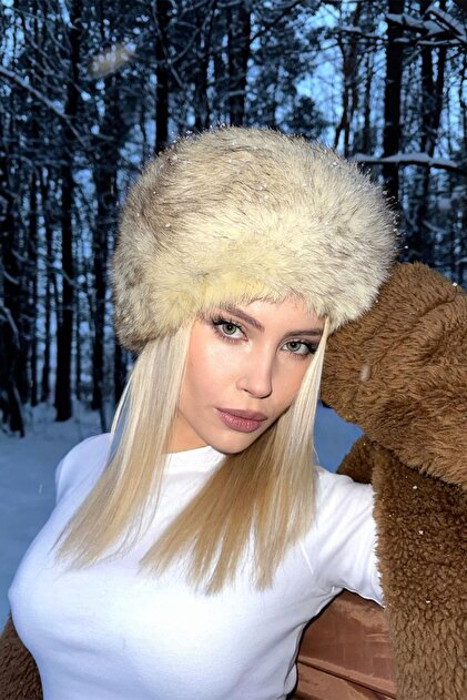 BAHELS Ecru Plush Kalpak Hat- Trendyol
