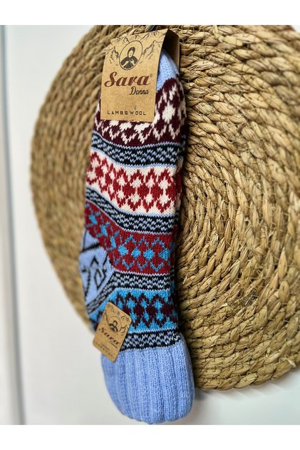 TRADITIONAL PATTERNED WOOL SOCKET SOCKS - HOMEWEAR WOOL KNITTING HOUSE SOCKS FOR DOWER