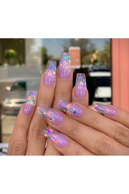Oje Glitter oje tasarım kalpli kelebek