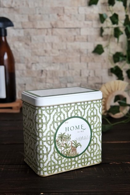 Er205-8I Forrest Green Home Patterned Square Metal Storage Container 8 X 12 cm